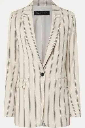 Expresso Blazer in lyocellblend met streepprint en klepzakken