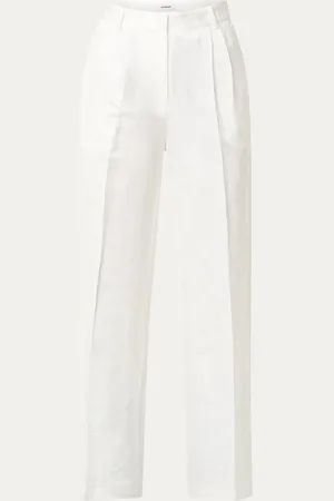 Sandro High waist wide fit pantalon van satijn met print