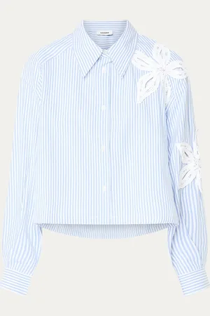 Sandro Blouse met streepprint en broderie