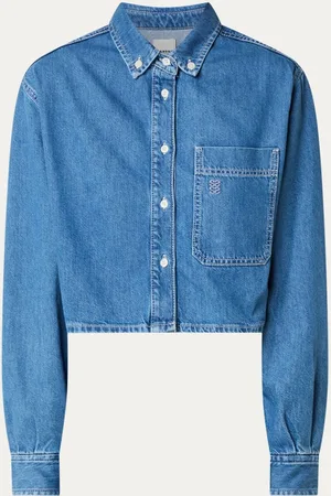 Sandro Cropped blouse van denim met borstzak