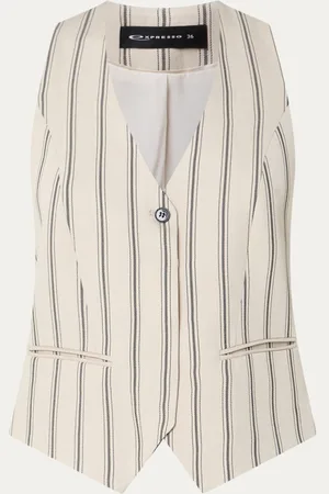 Expresso Gilet in lyocellblend met streepprint en paspelzakken