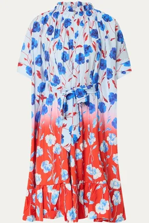 Essentiel Antwerp Heliotrope midi tuniekjurk met bloemenprint en strikceintuur