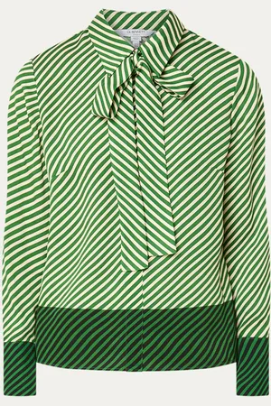L.K. Bennett Lize blouse met sjaalkraag en streepprint