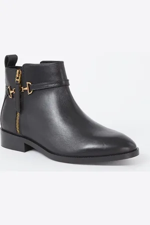Dune Wide Fit Parklyn enkellaarsje van leer met horsebit