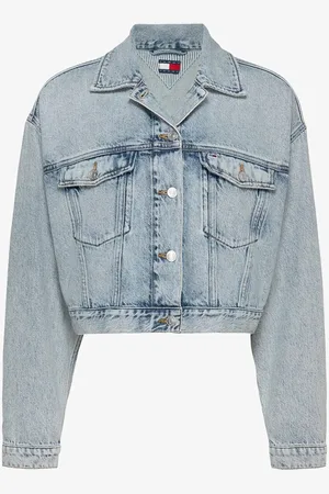 Tommy Hilfiger Oversized cropped jack van denim met borstzakken