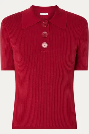 Sandro Ribgebreide top met polokraag