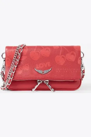 Zadig & Voltaire Rock Nano Cherry clutch van leer