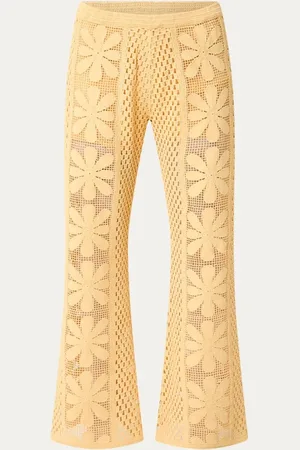 Sandro Mid waist wide fit broek met opengewerkt dessin