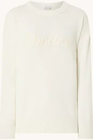 Moncler Fijngebreide pullover in kasjmierblend met logoborduring