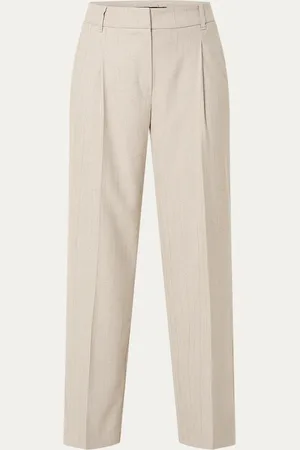 Expresso High waist wide fit pantalon met streepprint en lurex
