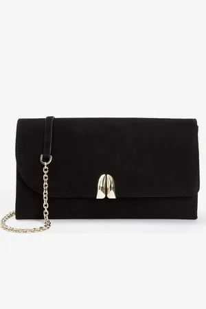 L.K. Bennett Aria clutch van geitensuède met afneembare schouderriem