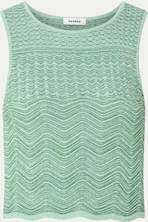 Sandro Fijngebreide crop top met opengewerkt dessin en lurex