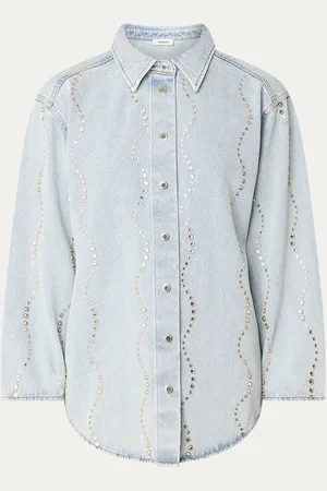Sandro Blouse van denim met strass