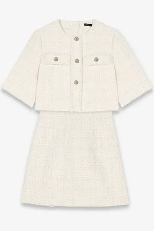 Maje 2-in-1 Grofgebreide mini blazerjurk met tweed-look