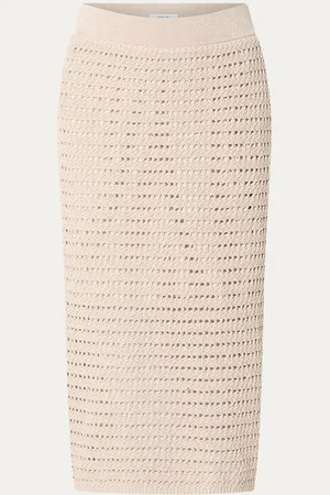 Opus Renisa grofgebreide midi rok met opengewerkt dessin