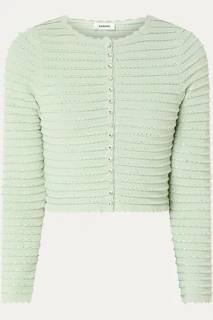 Sandro Fijngebreid cropped vest met strass