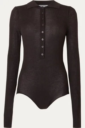 The Frankie Shop Solana ribgebreide body in kasjmierblend met polokraag