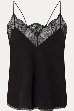 Zadig & Voltaire Christy spaghetti top van zijde met bies van kant