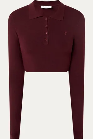 The Frankie Shop Giselle fijngebreide crop top met logoborduring
