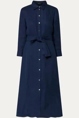 pennyblack Midi blousejurk van linnen met streepprint en strikceintuur