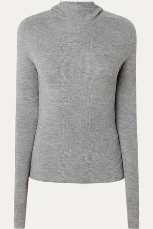 The Frankie Shop Danae ribgebreide top in wolblend met capuchon