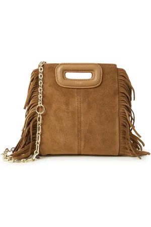 Maje Mini crossbodytas van suède met franjes