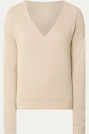 Expresso Fijngebreide pullover in linnenblend met V-hals