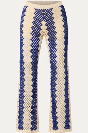 Sandro High waist wide fit broek met opengewerkt dessin
