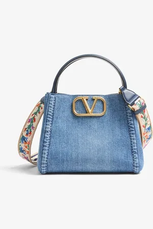 VALENTINO GARAVANI Alltime Medium handtas van denim met leren details
