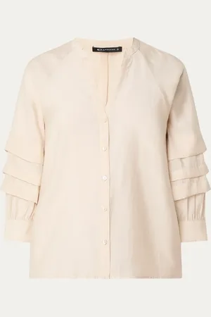 Expresso Blouse in lyocellblend met ballonmouw