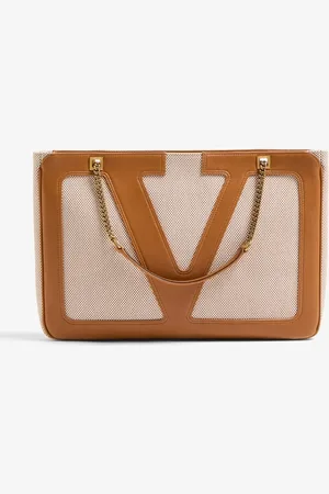 VALENTINO GARAVANI Viva Superstar Medium schoudertas van canvas met lamsleren details