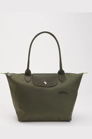 Longchamp Le Pliage Green schoudertas S met leren details