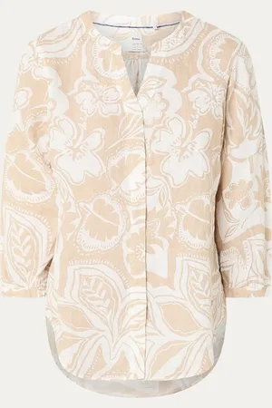 Brax Velia blouse van linnen met print