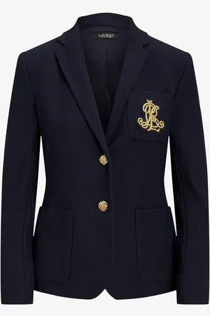 Ralph Lauren Blazer van piqué katoen met metallic logoborduring