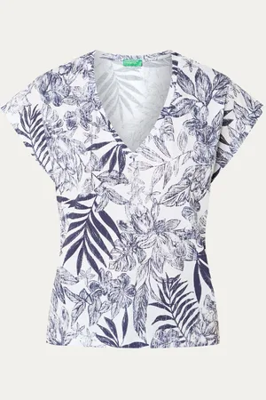 Benetton T-shirt met bladprint