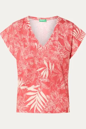 Benetton T-shirt met bladprint