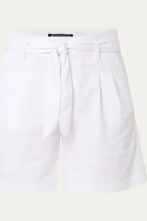 Expresso High waist straight fit korte broek met strikceintuur
