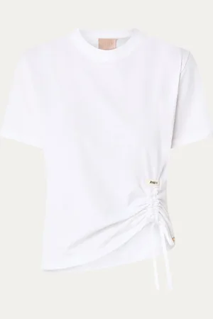 Josh V Noma T-shirt met logo en plooidetail