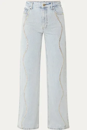 Sandro High waist wide leg jeans met lichte wassing en strass