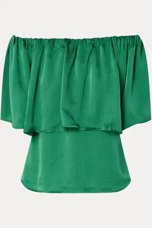 Essentiel Antwerp Huntsville off-shoulder top van satijn
