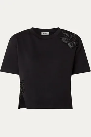 Sandro T-shirt met strass en opengewerkt detail