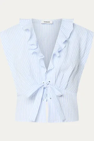 Sandro Crop top met streepprint en ruches