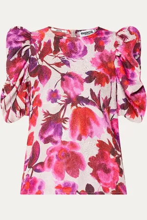 Essentiel Antwerp Henrietta top met jacquard dessin en pofmouw