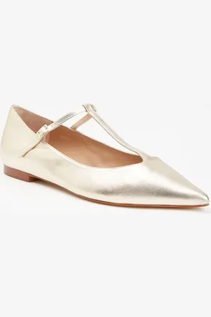L.K. Bennett Drew ballerina van leer met metallic finish