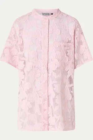 Essentiel Antwerp Henim oversized blouse met opengewerkt dessin en borduring