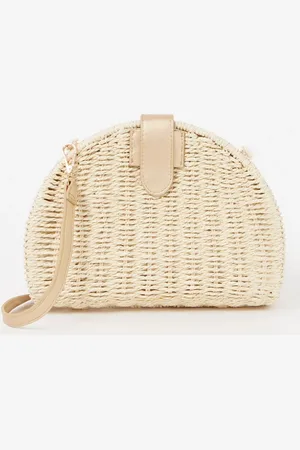 L.K. Bennett Lorena clutch van raffia met afneembare schouderriem