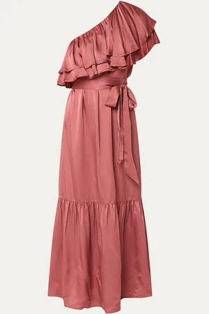 Essentiel Antwerp Hoenix maxi jurk van satijn met asymmetrische hals