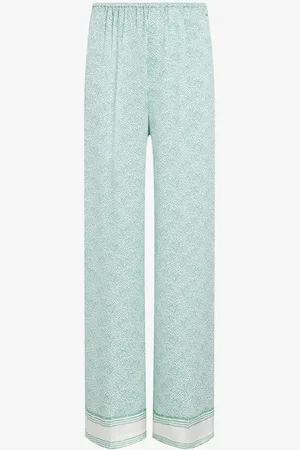 Tommy Hilfiger Mid waist wide fit broek van satijn met print
