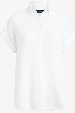 Ralph Lauren Blouse van linnen met korte mouw
