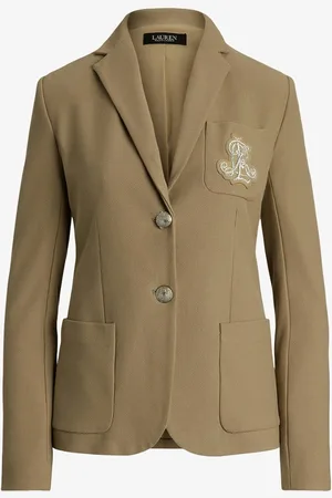 Ralph Lauren Blazer van piqué katoen met metallic logoborduring